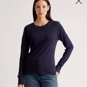 Quince Women's 100% organic cotton Deep Blue Long Sleeve shirt medium